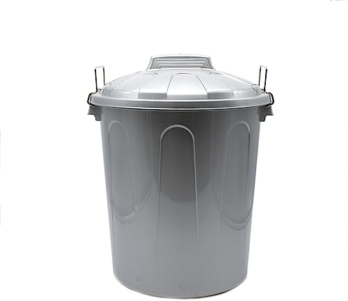 CABLEPELADO Cubo de Basura con tapa, Cubo basura Industrial, Cubo basura Plástico con asas metálicas, Contenedor residuos, 40 cm alto x 33 cm Diámetro superior, Capacidad 21 Litros, Gris