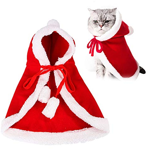 Weihnachtskostüm für Katzen, Haustier Weihnachtskostüm, Hundekostüm Weihnachten, Haustier Umhänge für Kleine Hunde Katzen Haustier, Weihnachtspullover Haustier Hoodie Mantel