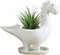 KiaoTime Macetas suculentas de cerámica Blanca con Forma de Dinosaurio, macetas pequeñas de Flores, bonsái, macetas de Dinosaurio, jarrón, contenedor de Cactus de Escritorio(herbívoro)