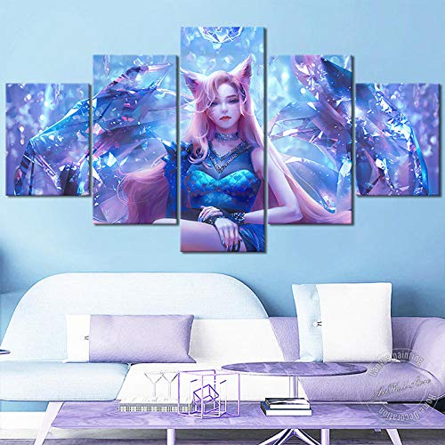 IGZAKER KDA All Out Ahri Leinwand Malerei LOL Spiel Poster Sexy Mädchen Wandkunst Bild Home Decor Spiel Figur 30x40 30x60 30x80cm (kein Rahmen)