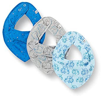 PIPPI Unisex Baby Bandana Bib (3er Pack) Dreieck Lätzchen, Light Dusty Blue, One Size