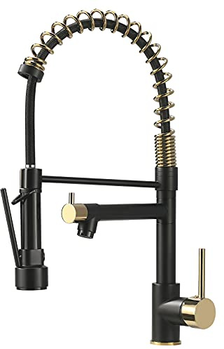 AIMADI Küchenarmatur, schwarze Küchenarmatur mit Sprüher, kommerzieller Stil, mattschwarze Armatur für die Küche, Einhandgriff, Einlochmontage, Küchenspüle
