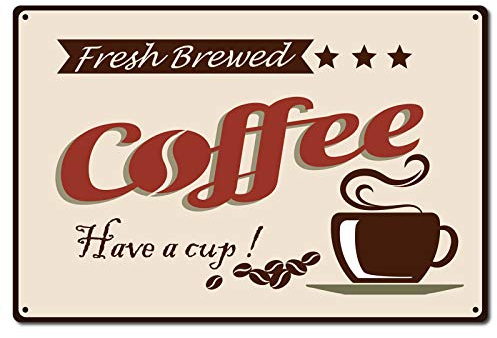 CREATCABIN Kaffee Blechschild Vintage Metallschilder Eisen Malerei Retro Plaque Poster Für Küche Cafe Pub Garage Dekoration, 8 x 12 Zoll