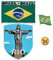 A-ONE 3 Stück – Brasilien Rio de Janeiro Cristo Redentor Schild + Brasilien Flagge Patch und Pin Badge Rio Jesus Statue Stickerei Patch New 7 Wonders, Metall Badge Pin für Handtaschen NO.208B