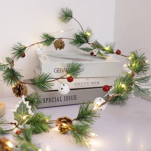 LED Tannenzapfen Lichterkette, 2M Weihnachtslichter Girlande mit Tannenzapfen Rote Beeren Kupferdraht Lichterkette Weihnachtsdeko Lichter Tannenzapfen Weihnachtslichterkette für Innen Außen