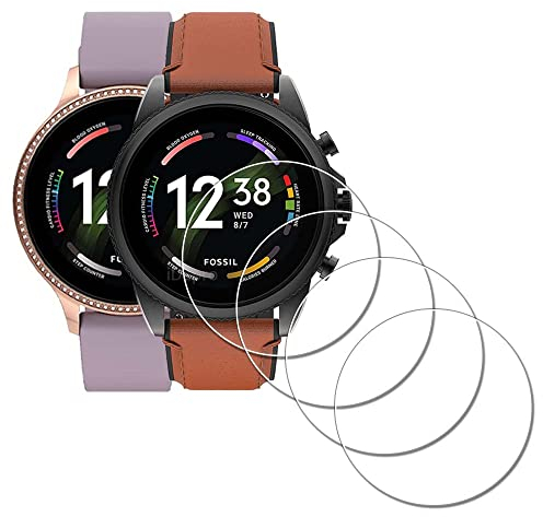 Verre Trempé pour Fossil GEN 6 Femme/GEN 6 Homme protection ecran, iDaPro films protecteurs montre Installation facile anti-rayures et sans bulles- Lot de 4