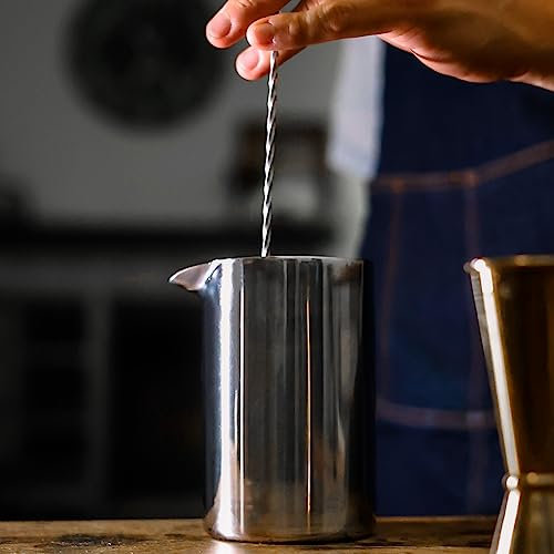 Amehla Metal Cocktail Mixing Glass - Stainless Steel Double Walled Insulated Metal Bar Bartending Mixing Pitcher - 18oz