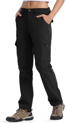 YSENTO Pantalones de senderismo impermeables para mujer, pantalones de softshell, pantalones de esquí de invierno, pantalones de snowboard forrados, pantalones de trekking, pantalones funcionales