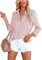 Homlan - Camicia da donna elegante con scollo a V, in raso, a maniche lunghe, casual, con tasca sul petto, Colore: rosa., M
