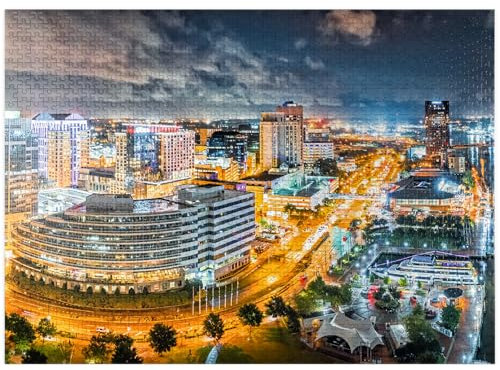 Norfolk Virginia at Night - Premium 1000 Piece Jigsaw Puzzle for Adults