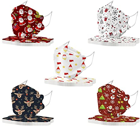 DeaAmyGline 50 Stück Mundschutz Erwachsene Bunt,4-lagige,Einweg,Neuer-Trend 3D Fisch-Form,Atmungsaktiv und Staubdicht,Mund und Nasenschutz Mund-Tuch Bandana Halstuch Schals (H39)