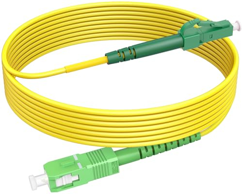 RamboCables SC/APC auf LC/APC 10m, LWL Simplex Patchkabel 9/125µm, Singlemode Glasfaserkabel für FTTH (Fiber to The Home)