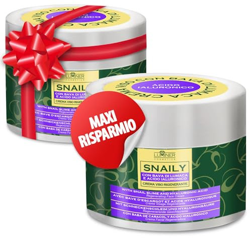 Crema Viso Bava di Lumaca 300ml, Crema Viso Antirughe Idratante con Bava di Lumaca al 70% e Acido Ialuronico Puro, Formula Naturale ad Azione Antimacchia e Antietà con Vitamina C LUMINER