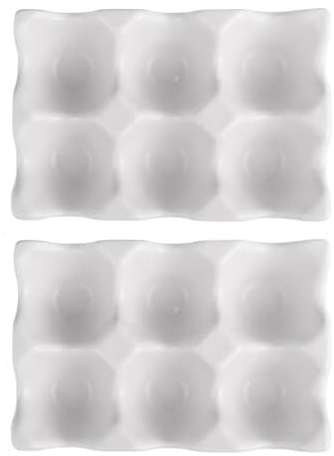 EdirFtra Ceramic Egg Holder, Egg Tray, 2pcs Egg Holder Tray, Egg Holder For Refrigerator, Egg Storage Container, Anti-Slip Bottom, Porcelain Dispenser Organizer Egg Storage Bo,D