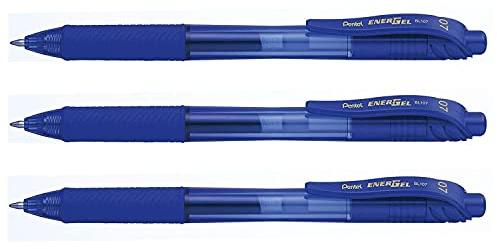 Pentel Set of 3 Liquids Stylo-Roller Gel EnerGel-X BL107, Blue