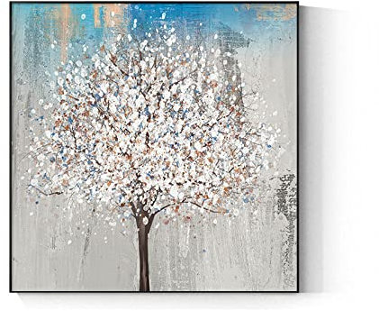 Quadri Astratti Dipinti A Mano, Texture Bianca Albero Della Vita Scenario Opere D'Arte Astratte Moderne Senza Cornice Dipinti Ad Olio Dipinti A Mano Originali Su Tela Wall Art Per Soggiorno Camera