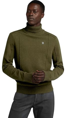 G-Star Homme Pull en Maille Structure Turtle, Vert (dark olive D23937-D447-C744), XL