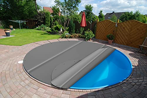 ANKO PLANEN Poolabdeckung rund Stangenabdeckung Ersatzplane aus PVC LKW-Plane – ohne Stangen (Durchmesser der Plane = 450cm, Grau RAL7037)