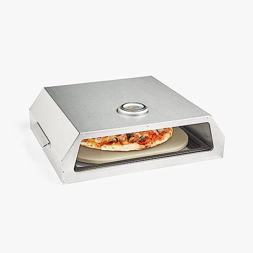 Horno de pizza de piedra cerámica con calentamiento rápido, cocción uniforme, campana de acero inoxidable y pala de pizza incluida para deliciosas pizzas caseras