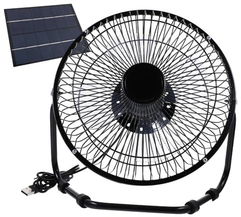 CHILDWEET Miniventilador Portátil de 8 Pulgadas con Energía Solar para Refrigeración del Hogar al Aire