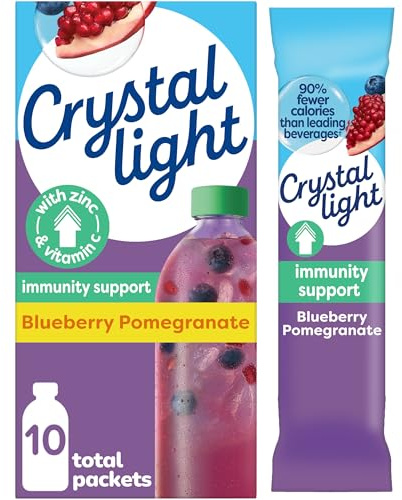 Crystal Light Immunity Drink Mix, 10 ct, Mirtillo Melograno, 0,7 oz Pkts | Mix di bevande in polvere. Cartone realizzato al 100% in cartone riciclato. Contenuto post-consumo minimo del 35%