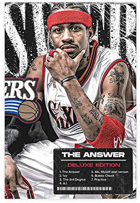 Sportstern Allen Iverson Leinwand-Poster, Wandkunst, Dekordruck, Bild, Gemälde für Wohnzimmer, Schlafzimmer, Dekoration, ungerahmt, 30 x 45 cm