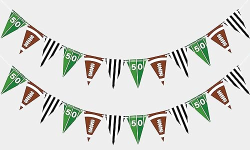 VILIFEVER 2 Stück Fußballgirlande Banner Fußball Party Dekorationen Papier Fußball Wimpel Flaggen American Football Sport Thema Geburtstag Party Supplies, vorbespannt