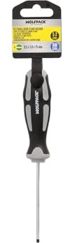 WOLFPACK LINEA PROFESIONAL Destornillador Plano Vaciado Acero S2 Mango TPR Bimaterial 0.5 Ø 3,0 x 75 mm