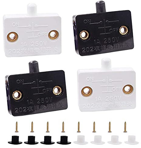 Jikoiuty 4 unidades de interruptor de puerta de armario con interruptor para puerta cerrada de 12 V, 24 V, 110 V