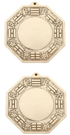 HOMSFOU 2st Klatschspiegel Feng-Shui-Spiegel Bagua-Spiegel Vastu Bagua-spiegelverzierung Pakua Spiegel Positiver Energiespiegel Bagua Spiegel Feng Shui Ornament Messing Holzspiegel Schutz