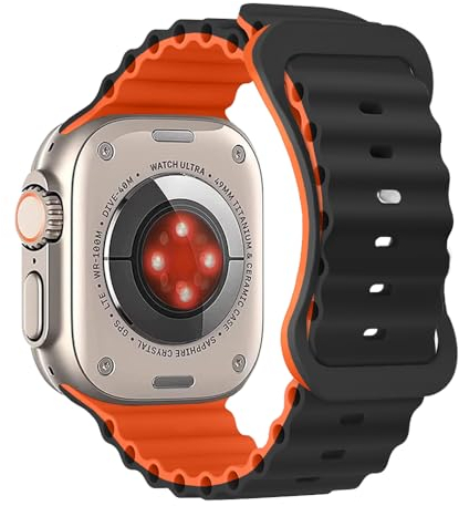 Aizgalxor Bracelet en Océan Compatible avec Apple Watch Ultra 49mm 46mm 45mm 44mm 42mm(Series 3/2/1), Bracelet en Silicone Compatible avec iWatch Ultra 2/Series 10/9/8/7/6/5/4/3/2/1/SE