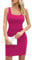 Missufe Abito estivo da donna, bodycon, per il tempo libero, in maglia, abito a matita, abito corto, rosso rose, XS