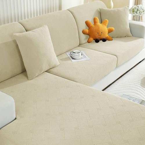 Ystyle Housse Assise Canapé, Housse Coussin Canape Extensible, Housse Dossier Canapé, Protection Meubles Couvre pour Canapé, Housses De Coussin De Siège De Canapé (2 Places, Beige)
