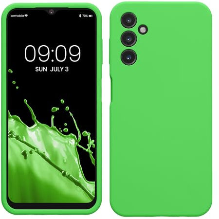 kwmobile Hülle kompatibel mit Samsung Galaxy A14 5G Hülle - Silikon Handy Case - Handyhülle weiche Oberfläche - kabelloses Laden - Limettengrün