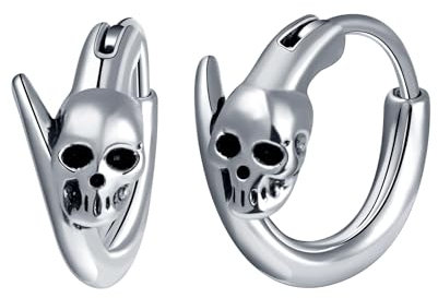 Yumilok Punk Totenkopf Ohrstecker Schädel Creolen Ohrringe Schlange Schwanz Ohrstecker Männer Frauen Knorpel Piercing Ohr Punk Ohrringe für Herren Damen