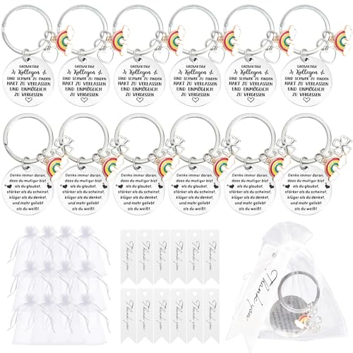 12 Sets Abschiedsgeschenk Kollegen, 36 PCS Dankeschön Geschenke Schlüsselanhänger Bulk Danke Kleine Aufmerksamkeit für Frauen/Kollegin/Mitarbeiter, Verlassen Schlüsselanhänger Geschenke für Frauen