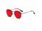 WDZAYXC Klassische polygonale geprägte Design Sonnenbrille mit Metallrahmen für Herren und Damen, UV-Schutz(Schwarz/Rot)