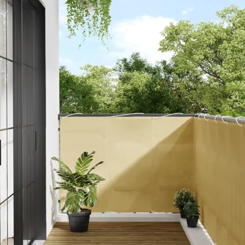 ZEYUAN Balkon-Sichtschutz Sandfarben 120x400 cm 100% Polyester-Oxford, Balkonsichtschutz, Windschutz Balkon, Windschutz Terrasse, Balkonverkleidung, Sichtschutz Garten - 4000036