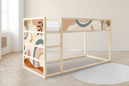 Unik Nordic Aufkleber für IKEA KURA Hochbett, Boho Formen 5-Sticker-Set Unten, Bettaufkleber, Sticker für Kinderbett, Möbelfolie fürs Kinderzimmer, Bettfolie für Kinder, Set 5 Teilig