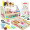 46PCS Wooden Ice Cream Toys for kids,Sekepingo Ice Cream Shop Playset, Pretend Play Food Kitchen Set with Cones, Popsicles & Play Money, Imaginative Learning Toy Gift for 3 4 5 6 Year Old Boys & Girl