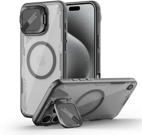 Nillkin Magnetic for iPhone 16 Pro Case Clear, Compatible with Magsafe, Never Yellow & Biodegradable Material, Translucent Case with Invisible Kickstand & Camera Cover for 16 Pro 6.3,Black