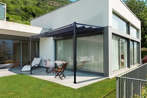 Cazeboo Pergola adossée Noosa 4x3m Toile Gris Anthracite