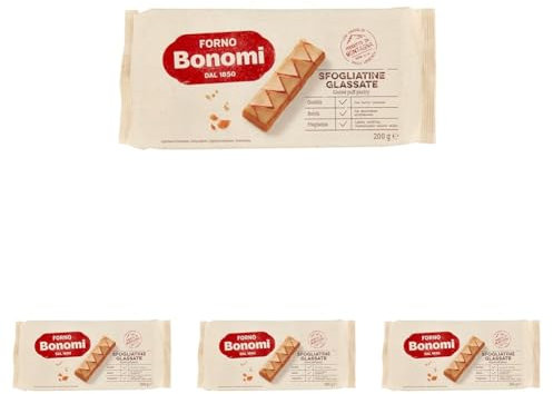 Forno Bonomi Sfogliatine Glassate, decorazione con albicocca. Ingredienti di prima qualità. Ideali come dolce, Confezione da 800g