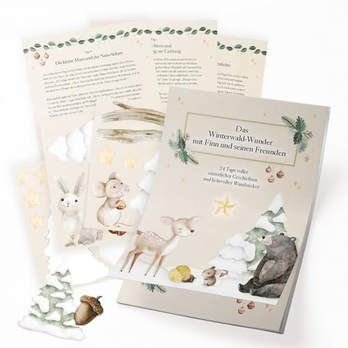 Zauberhafter Adventskalender für Kinder – 24 Geschichten & 109 Sticker: Finns Winterwald-Abenteuer – Weihnachtskalender ohne Schokolade für kreative Kinderzimmer-Dekoration