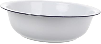 AUTSUPPL Large Enamel Basin Vintage Enamel Mixing Bowl 34cm White Thickened Enamelware Basin Kitchen Bread Mixing Vegetable Washing