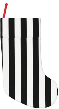 Yiyilong Weihnachtsstrümpfe, 45,7 cm, klassisch, schwarz-weiß gestreift, Weihnachtsstrümpfe, Dekorationen für Kamin, zum Aufhängen und als Urlaubsdekoration