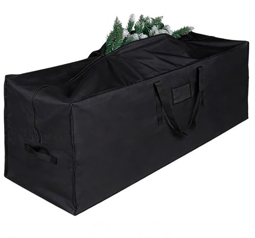 3er Set Weihnachtsbaum Tasche, Weihnachtsbaum Aufbewahrung für Künstliche Tannenbäume bis 220cm, Robuste 600D Oxford Tasche mit Reißverschluss Griffe (Schwarz, 1 XXL & 2 kleine Taschen)