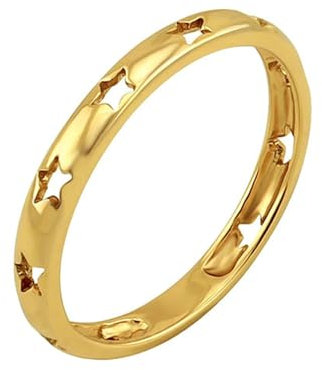 Bishilin Ring Damen Gold 585, Ehering Einzeln Sterne ohne Stein Bandring Verlobungsringe Nickelfrei für Frauen Gr.60 (19.1)