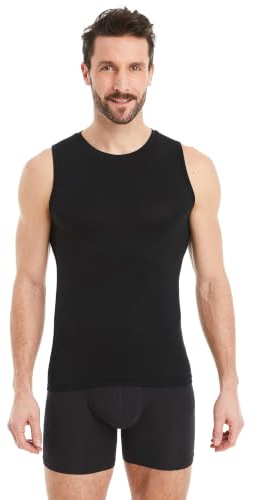 FINN Business Unterhemd Herren Ärmellos mit Rundhals-Ausschnitt - Unterziehshirt Männer aus original Lenzing® Modal Stoff - Das perfekte Tank-Top unter Hemd und Anzug Schwarz 4XL