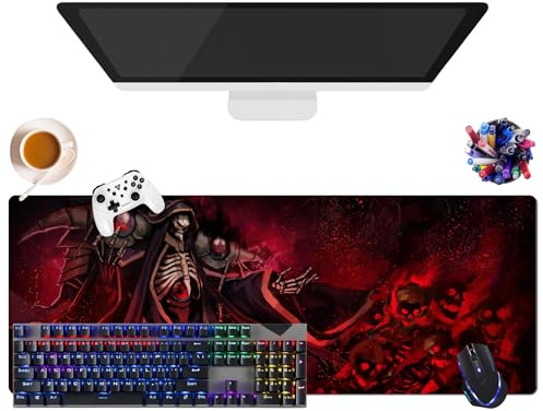 Albedo Ainz Japanisches Mauspad mit Anime, Overlord, waschbar, riesig, XL (31,5 x 11,8 x 0,12 Zoll) | rutschfester Griff + verstärkte Kanten | langlebige Oberfläche für Spiele, Büro und Zuhause